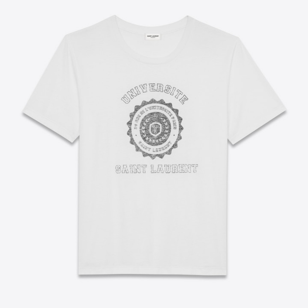 Saint Laurent University Tee White S NWT
